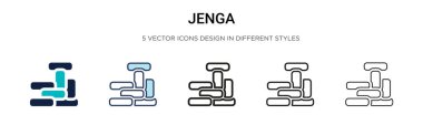 Jenga simgesi dolu, ince çizgi, özet ve vuruş stili. Mobil, ui, web için iki renkli ve siyah jenga vektör ikonu tasarımı vektör illüstrasyonu kullanılabilir