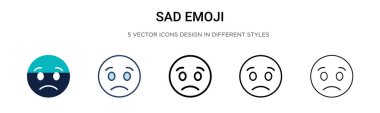 Üzgün emoji simgesi dolu, ince çizgi, özet ve vuruş stili. Mobil, ui, web için iki renkli ve siyah üzgün emoji vektör ikonu tasarımı vektör illüstrasyonu kullanılabilir