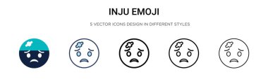 Yaralı emoji simgesi dolu, ince çizgi, özet ve vuruş stili. İki renkli ve siyah yaralanmış emoji vektör simgesi tasarımı mobil, ui, web için kullanılabilir