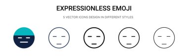İfadesiz emoji simgesi dolu, ince çizgi, özet ve vuruş stili. Mobil, ui, web için iki renkli ve siyah ifadesiz emoji vektör ikonu tasarımı vektör illüstrasyonu kullanılabilir