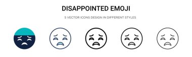 Hayal kırıklığına uğramış emoji ikonu dolu, ince çizgi, özet ve vuruş stili. Mobil, ui, web için iki renkli ve siyah hayal kırıklığına uğramış emoji vektör ikonu tasarımı vektör illüstrasyonu kullanılabilir