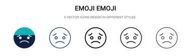 Emoji emoji simgesi doldurulmuş, ince çizgi, özet ve vuruş stili. Mobil, ui, web için iki renkli ve siyah emoji vektör simgesi tasarımı kullanılabilir