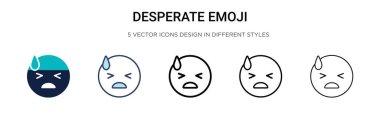 Umutsuz emoji ikonu dolu, ince çizgi, özet ve vuruş stili. Mobil, ui, web için iki renkli ve siyah umutsuz emoji vektör ikonu tasarımı vektör illüstrasyonu kullanılabilir