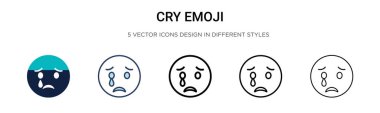 Dolu, ince çizgi, özet ve vuruş tarzında ağla. Mobil, ui, web için iki renkli ve siyah emoji vektör ikonu tasarımı vektör illüstrasyonu kullanılabilir