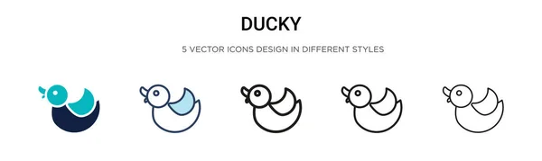 Icono Ducky Línea Llena Delgada Contorno Estilo Trazo Ilustración Vectorial — Vector de stock