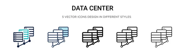 Icona Del Data Center Pieno Linea Sottile Contorno Stile Tratto — Vettoriale Stock