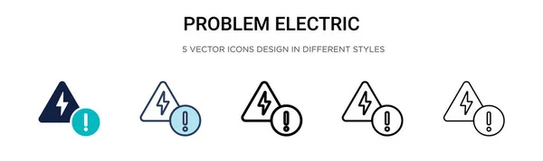 Icono Eléctrico Problema Línea Llena Delgada Contorno Estilo Trazo Ilustración — Vector de stock