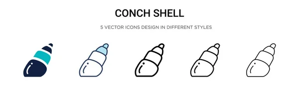 Conch Shell Icoon Gevulde Dunne Lijn Omtrek Slag Stijl Vector — Stockvector