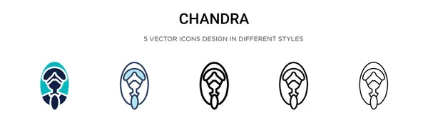Иконка Чандра Заполнена Тонкая Линия Контур Стиль Штриха Векторная Иллюстрация — стоковый вектор