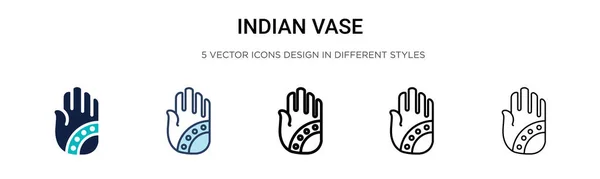 Индийская Ваза Икона Заполненной Тонкой Линии Контур Стиль Штриха Векторная — стоковый вектор