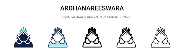 Ardhanareeswara icon in filled, thin line, outline and stroke style. Vector illustration of two colored and black ardhanareeswara vector icons designs can be used for mobile, ui, web