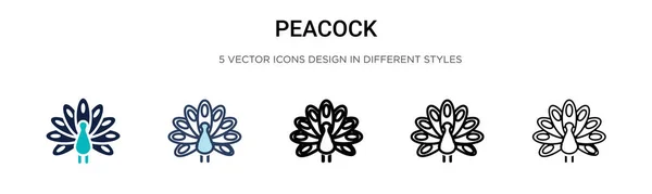 Reacock Icon Filled Thin Line Outline Stroke Style Векторная Иллюстрация — стоковый вектор