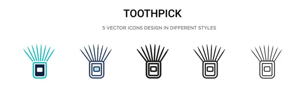 Icono Palillo Dientes Línea Llena Delgada Contorno Estilo Trazo Ilustración — Vector de stock