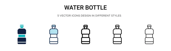 Иконка Бутылки Водой Заполненной Тонкой Линии Контур Стиль Штриха Векторная — стоковый вектор