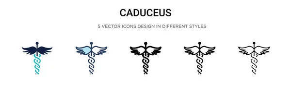 Значок Caduceus Заполнен Тонкая Линия Контур Стиль Штриха Векторная Иллюстрация — стоковый вектор