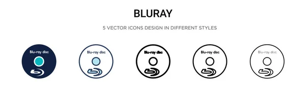 Иконка Bluray Заполненная Тонкая Линия Контур Стиль Штриха Векторная Иллюстрация — стоковый вектор