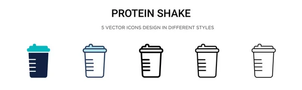 Icono Batido Proteínas Línea Llena Delgada Contorno Estilo Trazo Ilustración — Vector de stock