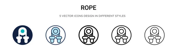 フルライン アウトライン ストロークのスタイルでロープアイコン 2色と黒のロープベクトルのアイコンのベクトルイラストは モバイル Webに使用することができます — ストックベクタ