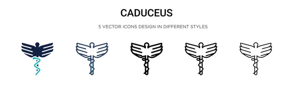 Значок Caduceus Заполнен Тонкая Линия Контур Стиль Штриха Векторная Иллюстрация — стоковый вектор