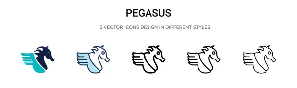 Icono Pegasus Línea Llena Delgada Contorno Estilo Trazo Ilustración Vectorial — Vector de stock