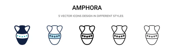 Иконка Амфоры Заполнена Тонкая Линия Контур Стиль Штриха Векторная Иллюстрация — стоковый вектор