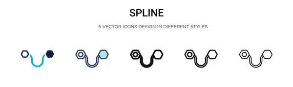 Icône Spline Dans Style Rempli Ligne Mince Contour Trait Illustration — Image vectorielle