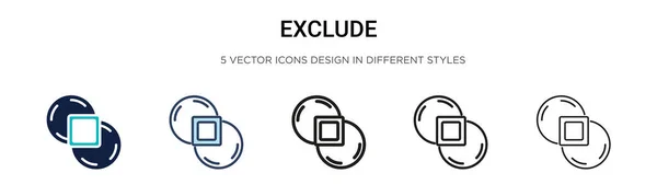 Exkludera Ikonen Fylld Tunn Linje Kontur Och Stroke Stil Vektor — Stock vektor