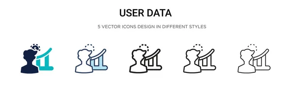 Icono Datos Usuario Línea Llena Delgada Contorno Estilo Trazo Ilustración — Archivo Imágenes Vectoriales