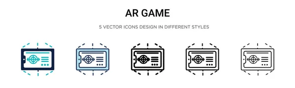 細い線 アウトラインとストロークスタイルのArゲームアイコン 2色と黒のArゲームベクトルのアイコンのベクトルイラストは モバイル Web用に使用することができます — ストックベクタ