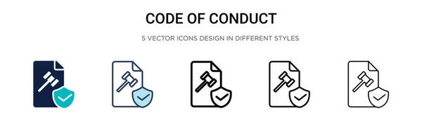 Code Conduct Icon Filled Thin Line Outline Stroke Style Vector — Stock Vector