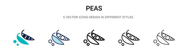 Peas icon in filled, thin line, outline and stroke style. Vector illustration of two colored and black peas vector icons designs can be used for mobile, ui, web