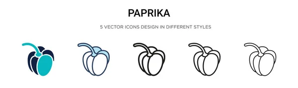 Paprika Icoon Gevulde Dunne Lijn Omtrek Slagstijl Vector Illustratie Van — Stockvector