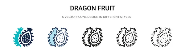 Dragon Fruit Icon Filled Thin Line Outline Stroke Style Векторная — стоковый вектор