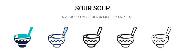 Sour soup icon in filled, thin line, outline and stroke style. Vector illustration of two colored and black sour soup vector icons designs can be used for mobile, ui, web