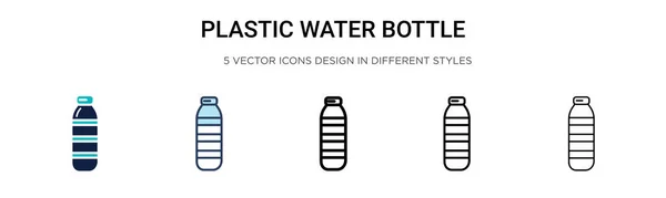 Πλαστικό Εικονίδιο Μπουκάλι Νερό Γεμάτο Λεπτή Γραμμή Περίγραμμα Και Στυλ — Διανυσματικό Αρχείο