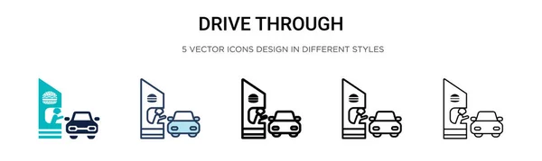 Conduzca Través Icono Línea Llena Delgada Contorno Estilo Trazo Ilustración — Archivo Imágenes Vectoriales