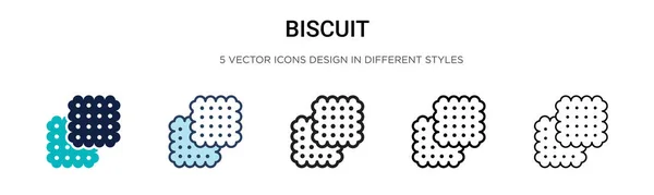 Icône Biscuit Forme Ligne Contour Trait Remplis Fins Illustration Vectorielle — Image vectorielle