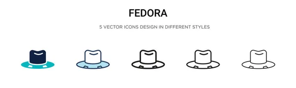 Fedora Icon Filled Thin Line Outline Stroke Style Vector Illustration — Stock Vector