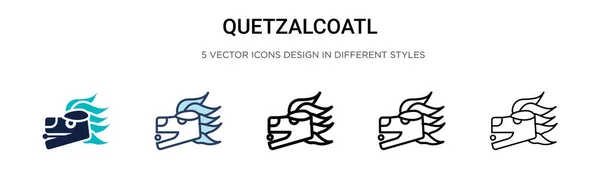 Quetzalcoatl Icoon Gevulde Dunne Lijn Omtrek Slagstijl Vector Illustratie Van — Stockvector