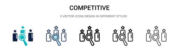 Icona Competitiva Pieno Linea Sottile Contorno Stile Colpo Illustrazione Vettoriale — Vettoriale Stock