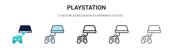 Icono Playstation Línea Llena Delgada Contorno Estilo Trazo Ilustración Vectorial — Vector de stock