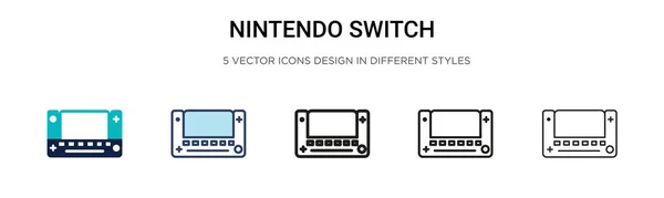 Icono Conmutador Nintendo Línea Llena Delgada Contorno Estilo Trazo Ilustración — Vector de stock