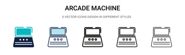 Icono Máquina Arcade Línea Llena Delgada Contorno Estilo Trazo Ilustración — Vector de stock