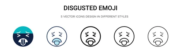 Äcklig Emoji Ikon Fylld Tunn Linje Kontur Och Stroke Stil — Stock vektor