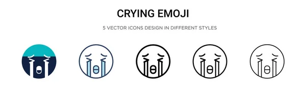 stock vector Crying emoji icon in filled, thin line, outline and stroke style. Vector illustration of two colored and black crying emoji vector icons designs can be used for mobile, ui, web