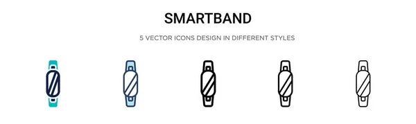 Icône Smartband Dans Rempli Ligne Mince Contour Style Course Illustration — Image vectorielle