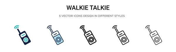 細い線 アウトラインとストロークのスタイルでウォーキートーキーアイコン 2つの色と黒のトランシーバーのベクトルのイラストベクトルのアイコンのデザインは モバイル Webに使用することができます — ストックベクタ