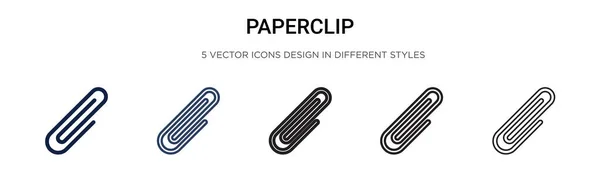 Paperclip Icoon Gevulde Dunne Lijn Omtrek Slagstijl Vector Illustratie Van — Stockvector