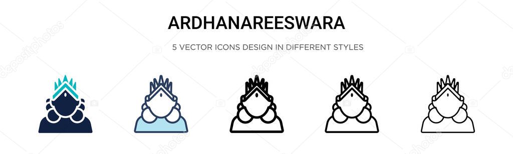 Ardhanareeswara icon in filled, thin line, outline and stroke style. Vector illustration of two colored and black ardhanareeswara vector icons designs can be used for mobile, ui, web