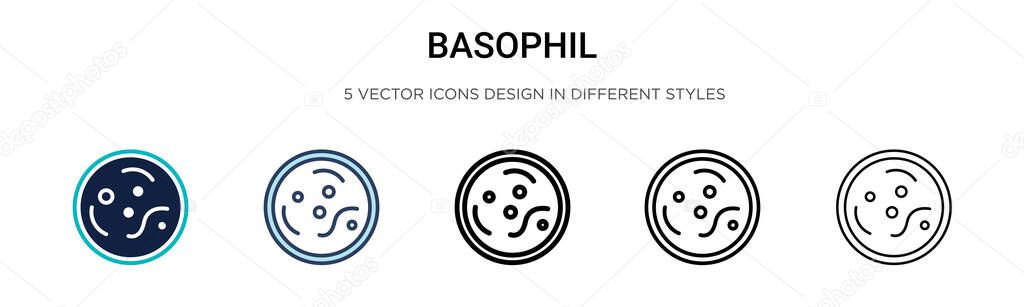 Basophil icon in filled, thin line, outline and stroke style. Vector illustration of two colored and black basophil vector icons designs can be used for mobile, ui, web